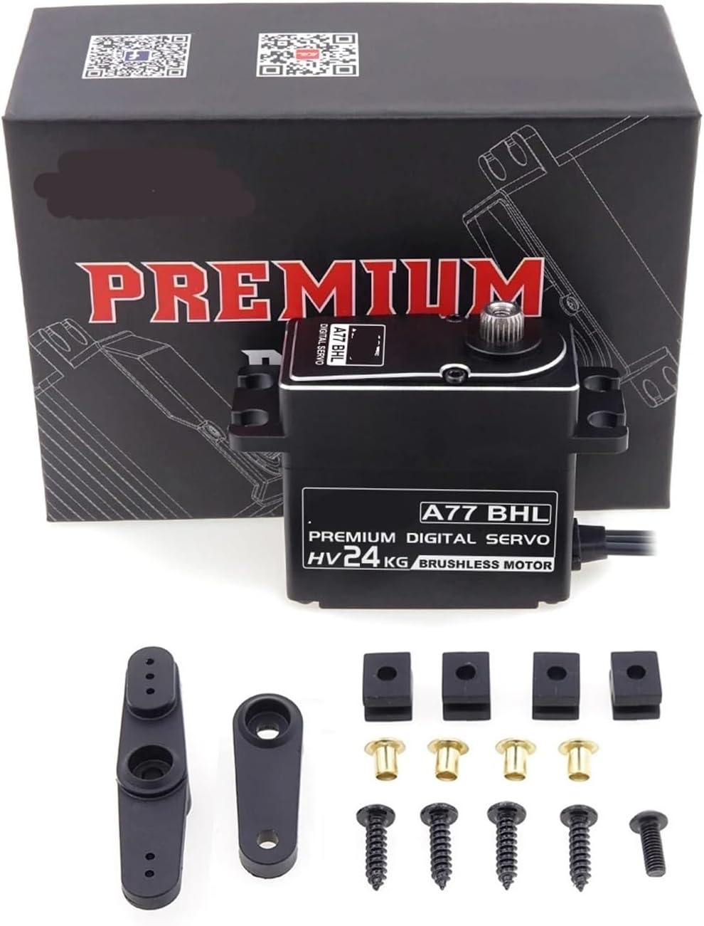 24KG Digital Servo A77BHL Steel Gear 8.4V High Voltage Brushless Servo Motor Suitable for 1/10(A77BHL 24KG x2pcs)