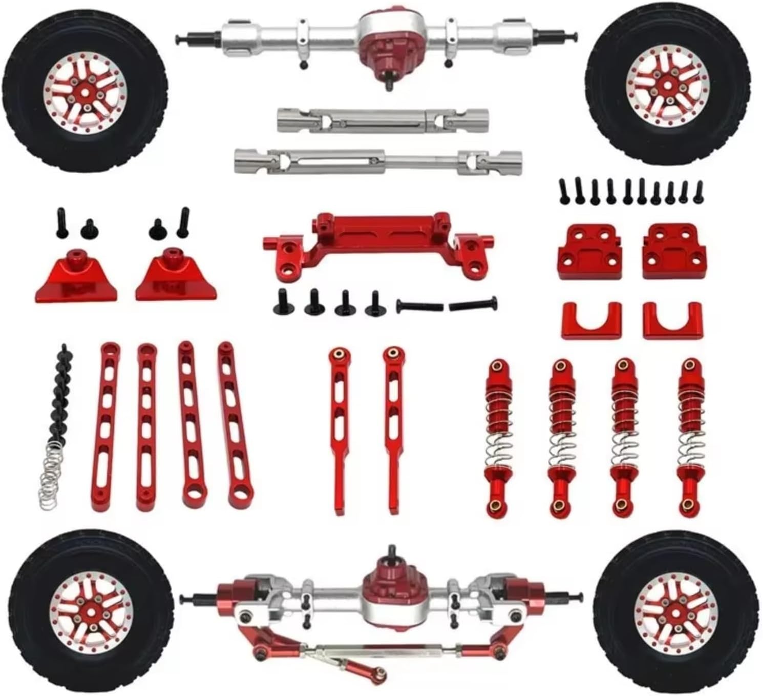 Rc Repairs Parts For MN MN82T LC79 MN82S MN82Pro For MN82 1/12 Metal Upgrade Wheel Axle Drive Shaft Shock Absorber Pull Rod Set RC Car Parts(Red)