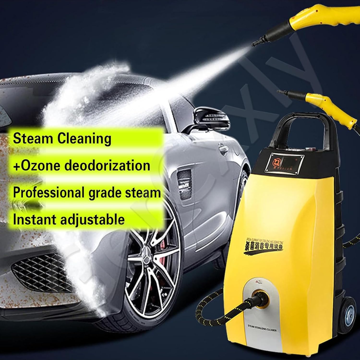 High-Temperature Steam Cleaner,Rapid Heating,Continuous High-Pressure Cleaning,Dry and Wet Steam,Equipped with Safety Protection,Highly Effective Stain Removal,Steam Flow Rate 120 ml/min Yellow
