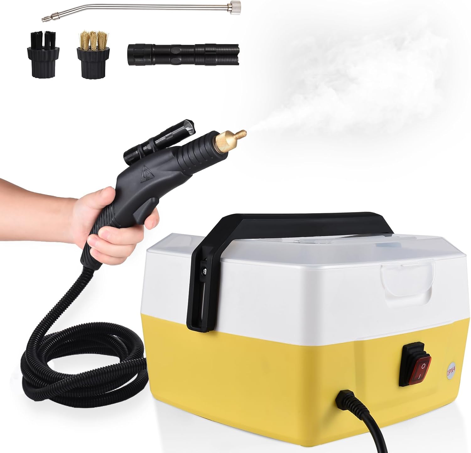 Mingzhe 1800W Handheld Steam Cleaners for Home Use 4L Capacity High Temperature Fast Heating 5 Bar High Pressure Steamer Cleaner with Voice Prompt for Car Kitchen Air Conditioner Washing Machine