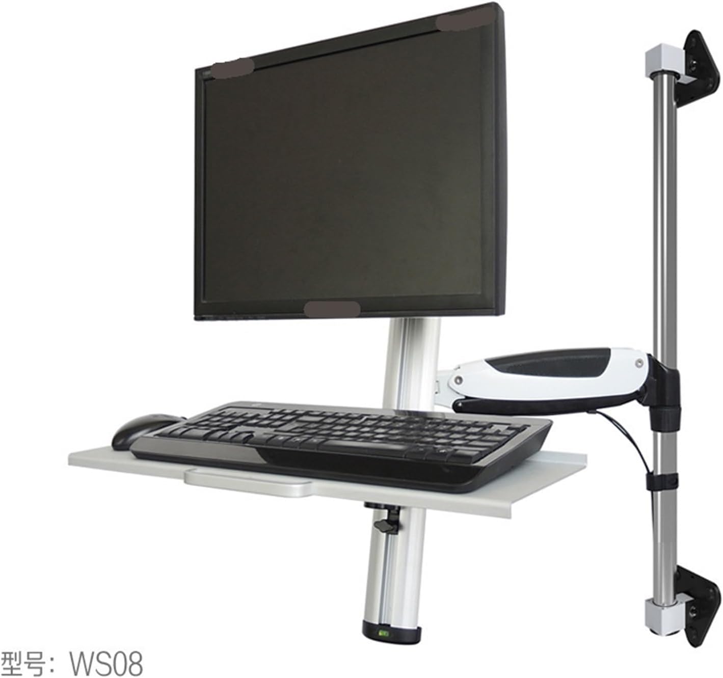 LCD Monitor Stand Computer Rack Wall Hanging with Keyboard Tray Lift Standing Office WS08