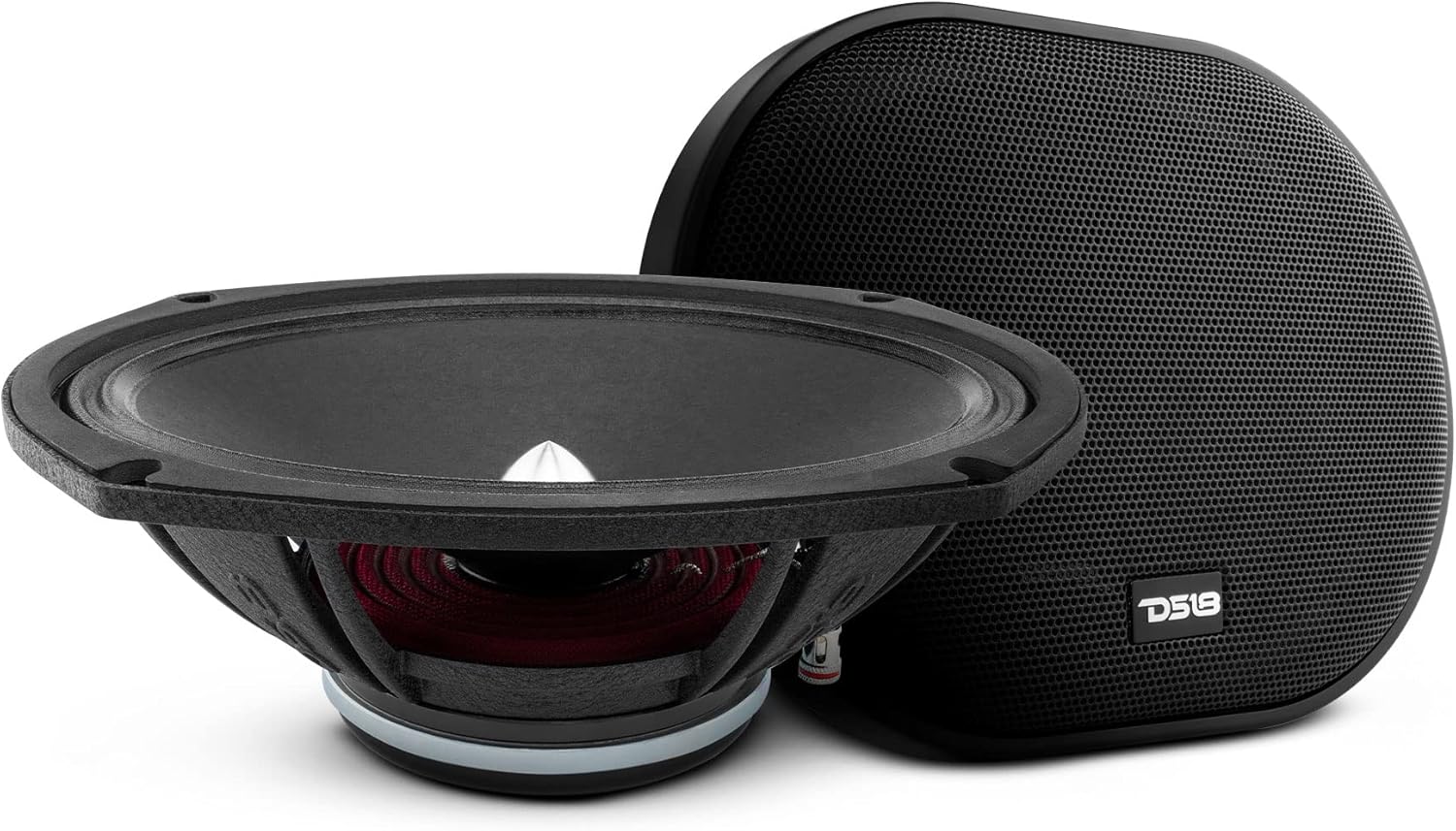 DS18 PRO-FR69NEO 6x9 Full-Range Loudspeaker - Silver Aluminum Bullet 500W Max 250W RMS 4-Ohms Grill Included Neodymium Magnet - Best Fullrange Car Audio Door Speaker - 2 Speakers