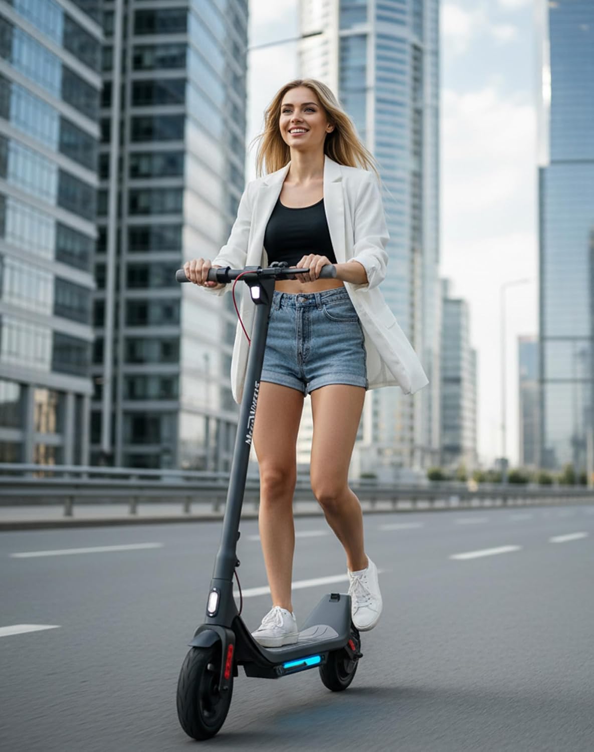 Electric Scooter, Electric Scooter Adults 500W,31 Miles Long Range,10in Tubeless Tires, 15.5mph E Scooter with Smart APP Control for Commuting, Outdoor, Short Travel Gift