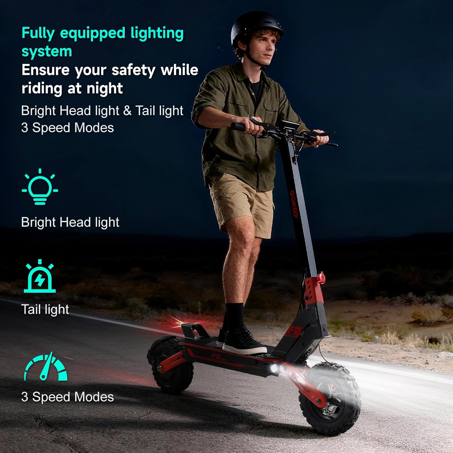 Electric Scooter, 1500W Peak Power Adults Electric Scooter, 34mph, 52V/20ah Battery Scooter with 43 Mile Long Range, 11” Anti-Slip Off-Road Electric Scooter