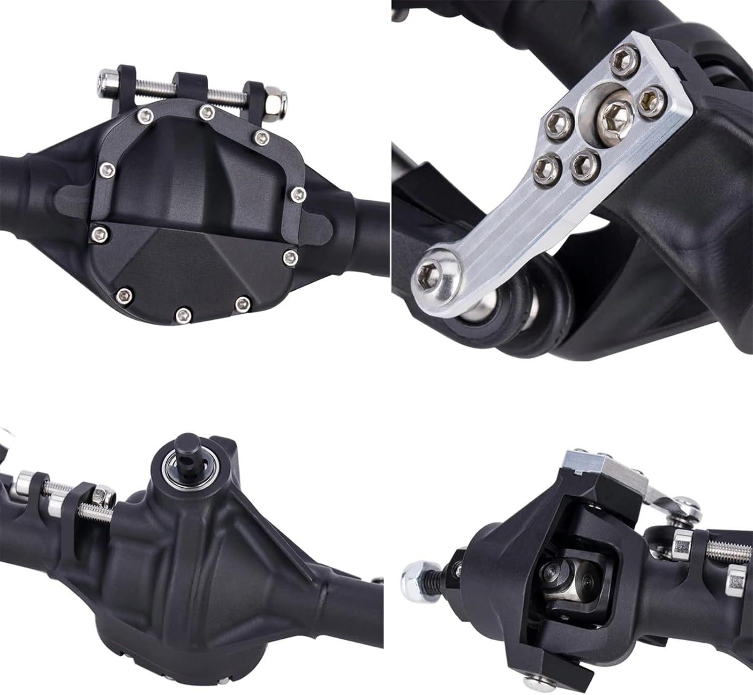 RC Upgrade Accessories for Axial for SCX10 II VS4-10 1/10 CNC Aluminum Axle Alloy Front & Rear Straight Axles RC Crawler Upgrade Parts Replacement Parts(Black,Front Rear)