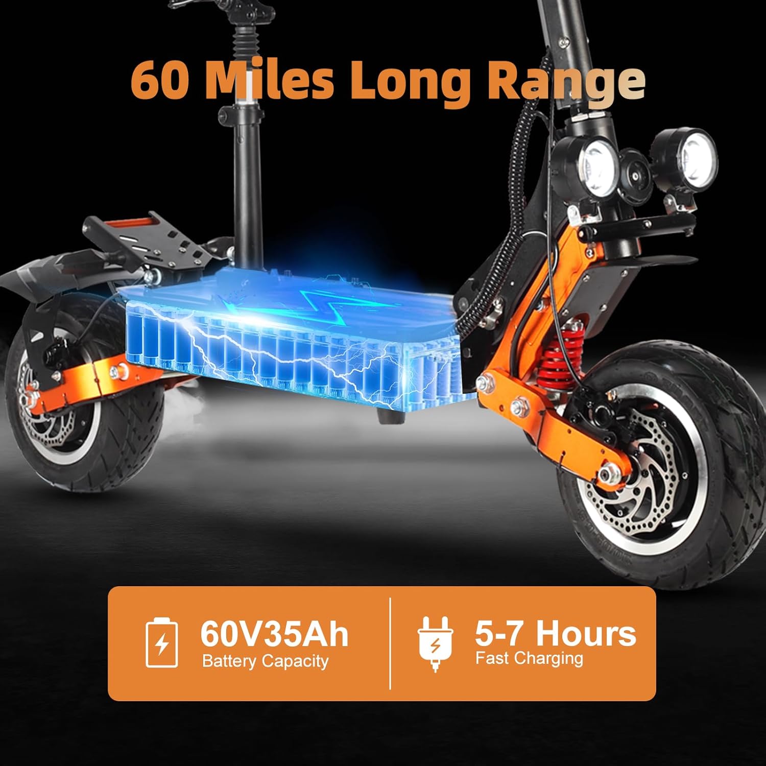 ZO01 Plus Electric Scooter, 6000W Dual Motors Up to 58 MPH, 60 Miles Range 60V35AH Battery, 11