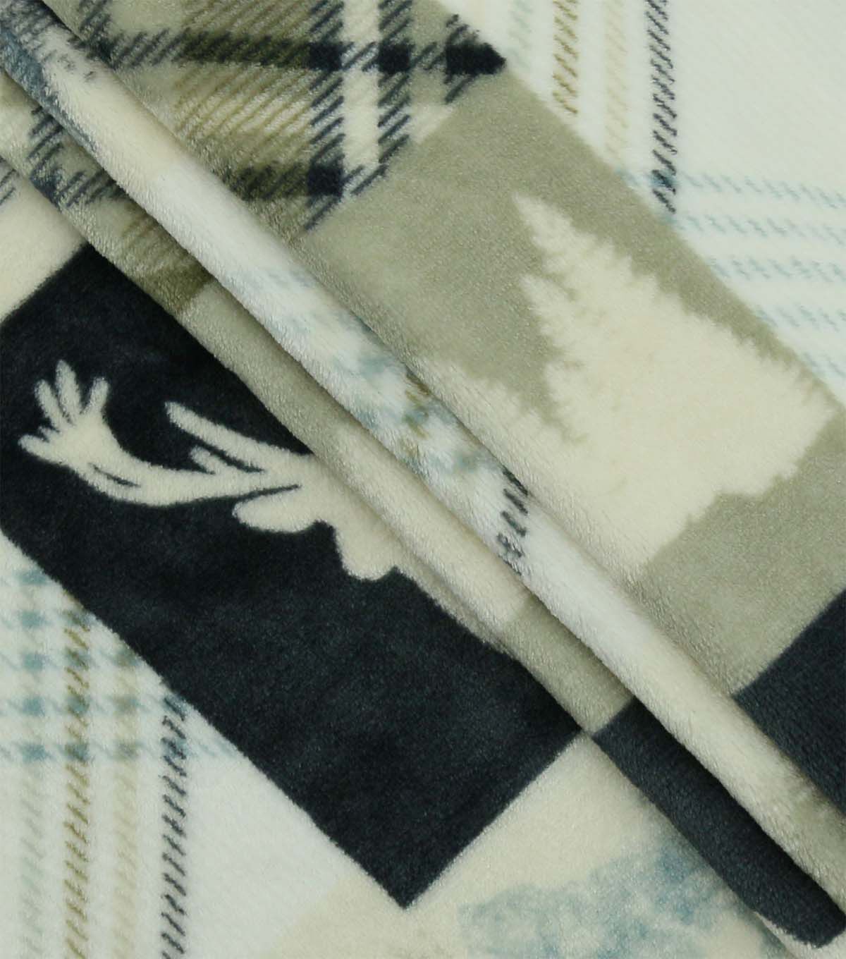 Dark Green Lodge Patchwork Sew Lush Fleece Fabric