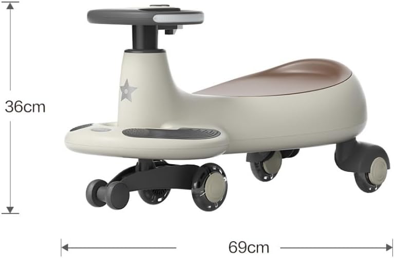 Wiggle Scooter Ride on Toy with Music Twist Swivel Wiggle Car with LED Flashing Wheels Kids Swivel Cars for 3 Year and UP(Gyey)