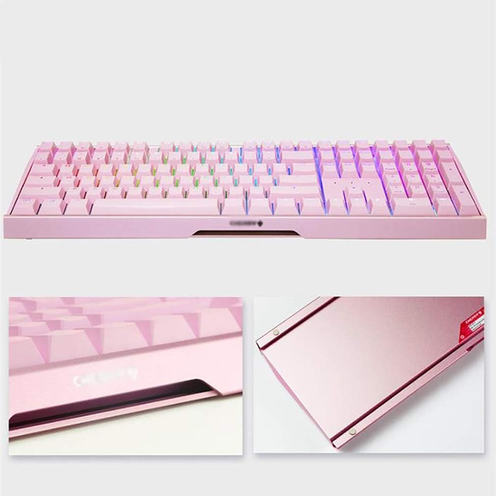 Laptop Keyboard Mechanical Gaming Keyboard with Black Switch 104 Keys LED RGB Backlit Cherry MX Blue Switches for PC/Games Computer Keyboard (Color : Black) (White)