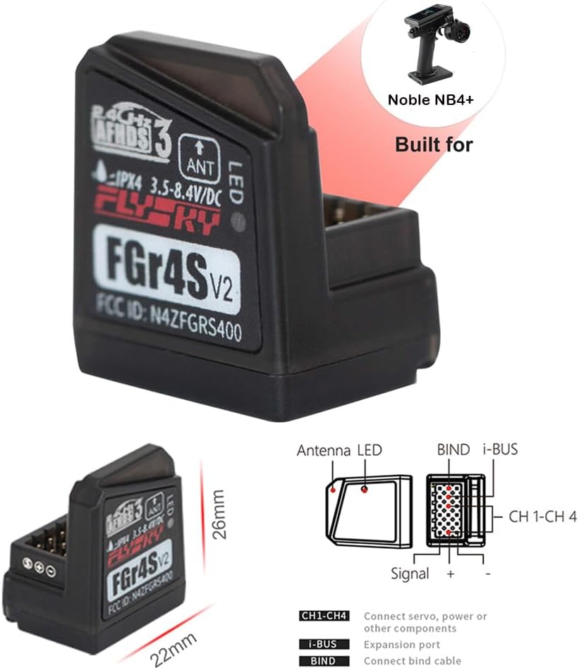 GoolRC Flysky Noble NB4+ 2.4GHz 8CH Radio Transmitter with FGr4S V2 Receiver for RC Car Boat