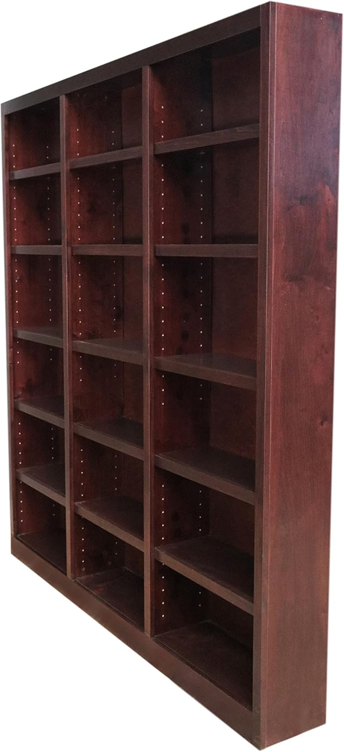 Concepts In Wood Traditional 84inches Tall 18-Shelf Triple Wide Wood Bookcase, Dry Oak