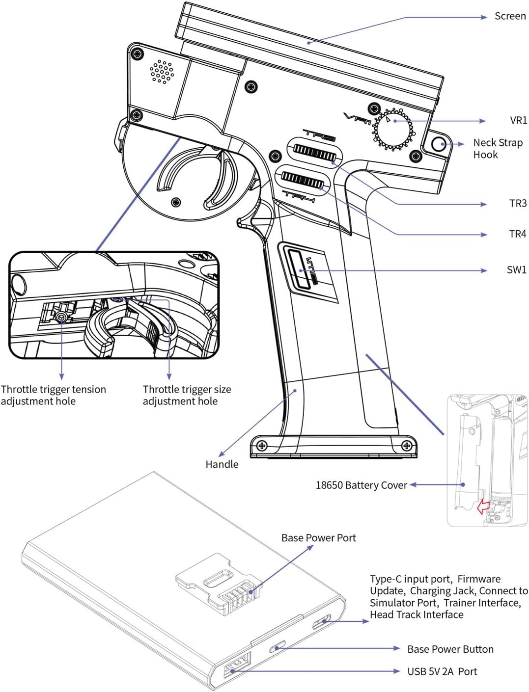 NB4+ Transmitter, 2.4GHz AFHDS 3 Protocol Remote Controller with 3.5 Inch IPS and USB Simulator, for RC Car Boat