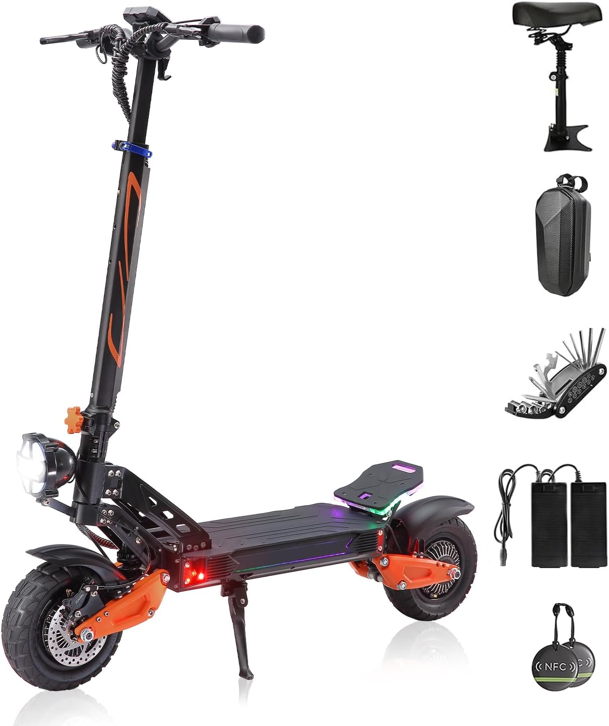 Electric Scooter for Adults, 5000W Dual Motor, 45MPH Max Speed, 50Mile Range, 60V/25.6AH Battery, 10.5