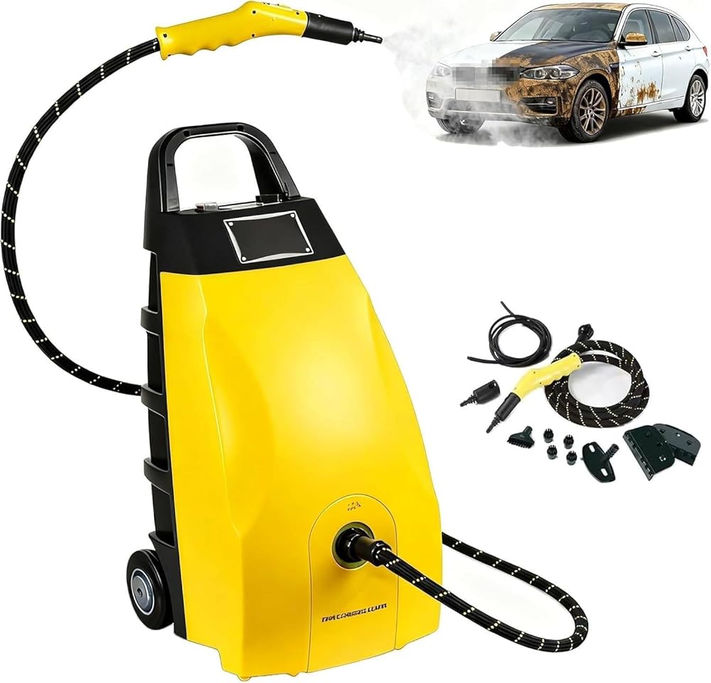 6 in 1 Steam Cleaner 3000W High Pressure Steamer for Cleaning, 3.5L Portable Steamer Machine with 6 Attachments for Home Use Yellow