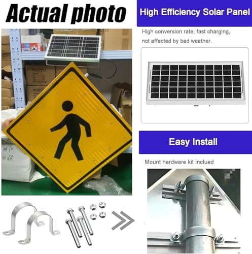 Solar-Powered LED Pedestrian Crosswalk Sign, 24