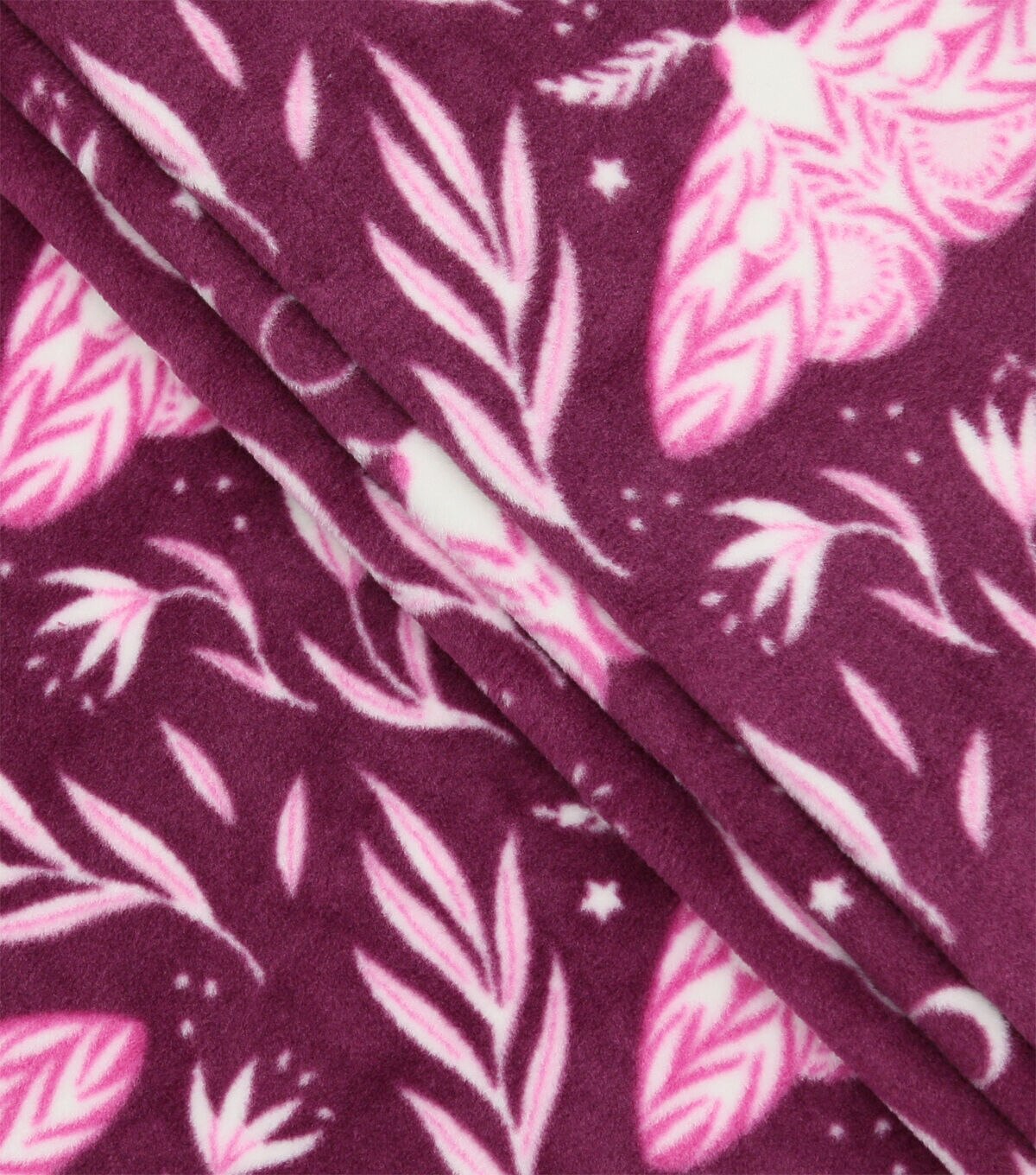 Pink Warm Cottage Moth Luxe Fleece Fabric