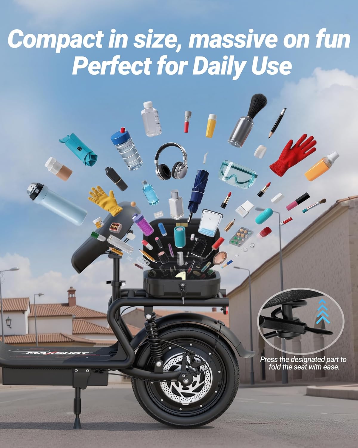 MAXSHOT Electric Scooter Adults & Big Kids, Top Speed 9/16/19/22MPH, 10/12/16/21/50Miles Range, 6.5