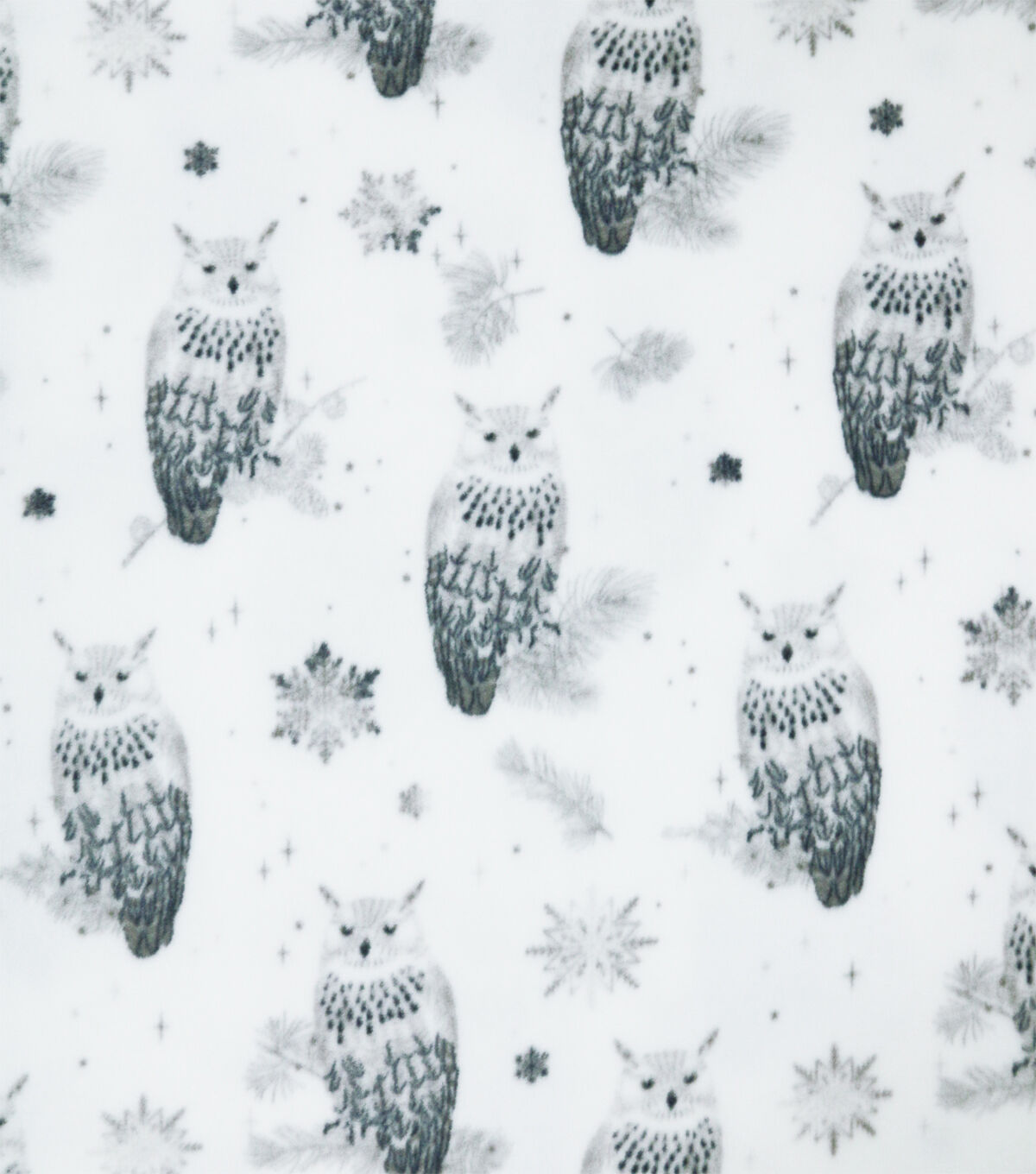 Owls on White Anti Pill Fleece Fabric