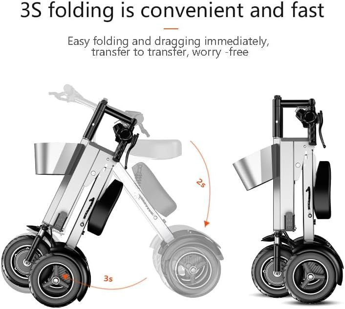 3 Wheel Electric Scooter for Adults,Folding Electric Trike Lightweight,450W Motor,Simple and Convenient to use,Foldable with seat Mobility Scooters for Seniors,Used for Commute and Travel