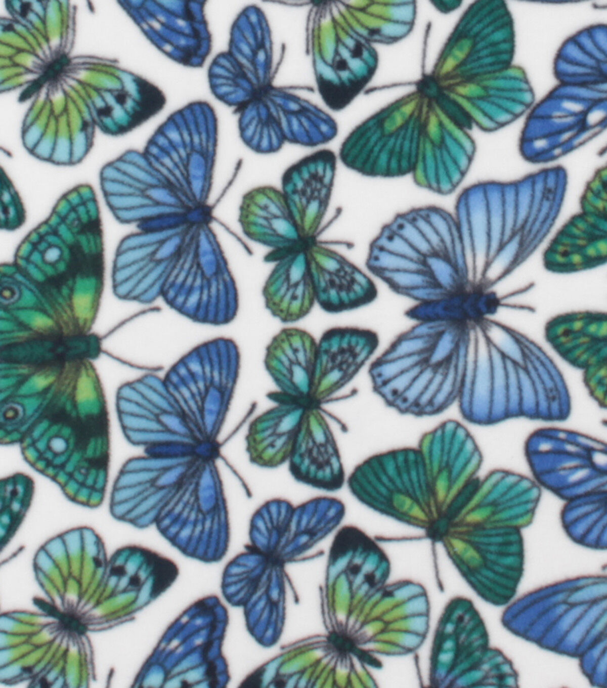 Butterfly on White Anti Pill Plush Fleece Fabric