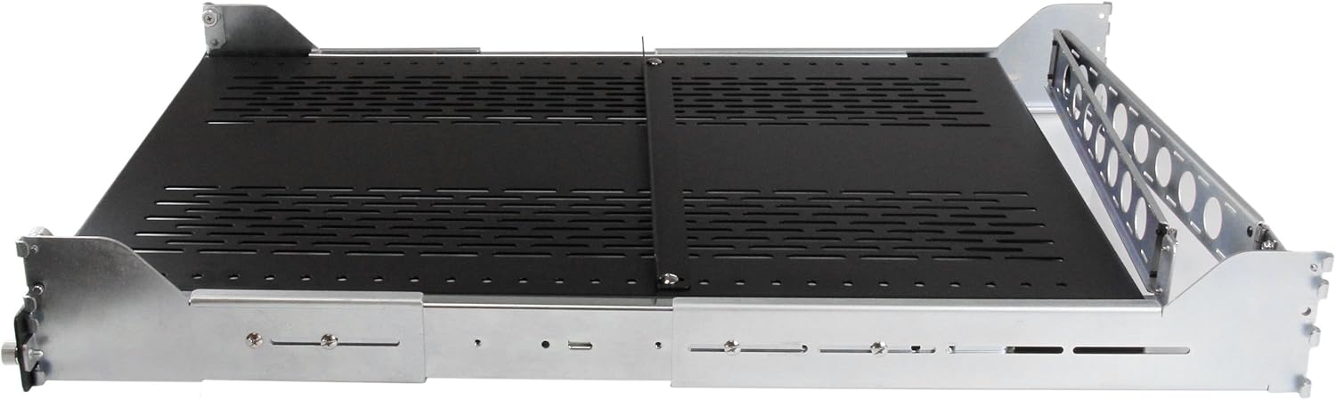 StarTech.com 2U Vented Sliding Rack Shelf w/ Cable Management Arm & Adjustable Mounting Depth - 110lbs / 50kg - 24in Deep