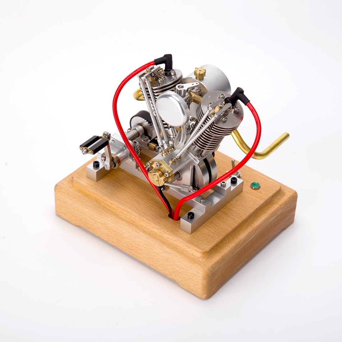 Mini Motorcycle Engine, MUSA Hoglet V-Twin Engine Mini 4-Stroke V2 Gasoline Engine Internal Combustion Model Realistic Motorcycle Kickstart (RTR Version/Silver)