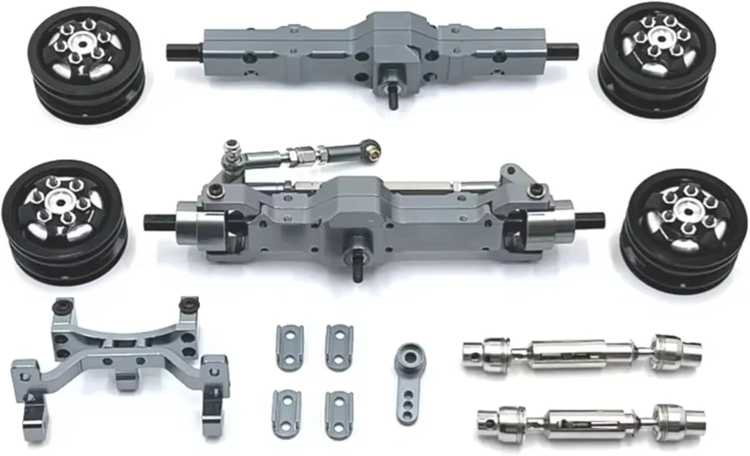 RC Car Accessories for WPL C74 1/10 Metal Axle Servo Mount Wheel Hub Drive Shaft RC Car Upgrade Parts(Gray)