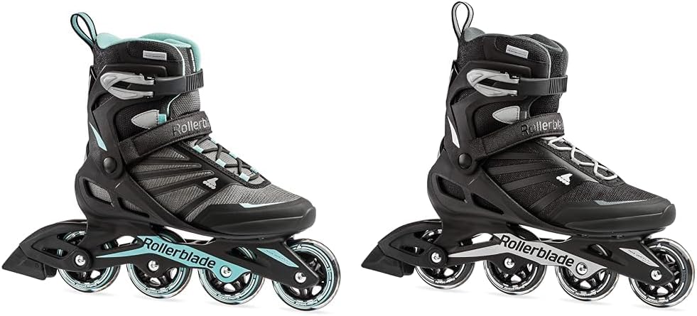 Rollerblade Zetrablade Women's Adult Fitness Inline Skate, Black and Light Blue, Performance Inline Skates