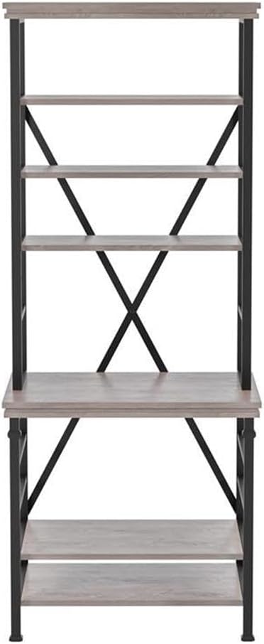 Furniture of America Garna Industrial Metal 6-Shelf Bookcase in Antique White