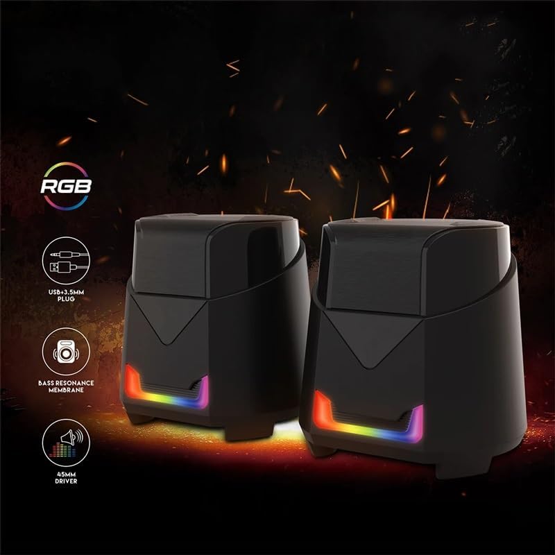 JSEIAJB Computer Speakers AUX 3.5mm RGB Wired Gaming Speaker Subwoofer Surround Stereo Loudspeakers for Laptop PC TV