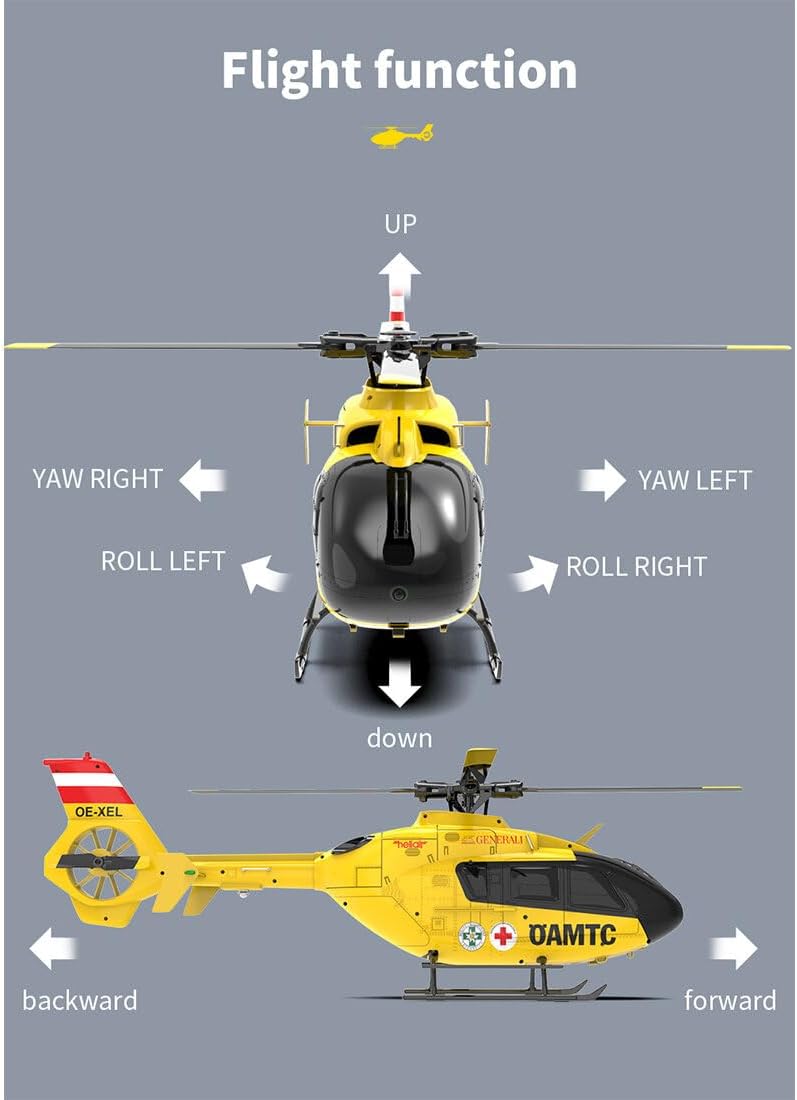 YUXIANG F06 EC-135 RC Helicopter for Adults, 1/36 Scale 2.4G 6CH Direct-Drive Brushless Remote Control Helicopter, 3D Stunt Flybarless Aircraft Model with Optical Flow & Altitude Hold (RTF Version)