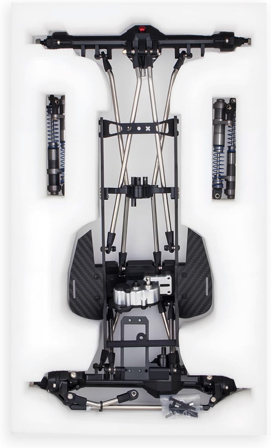 High Clearance LCG Chassis Kit for Performance 1/10 RC Crawler Cheater Rigs Carbon Fiber Chassis Rails Gearbox & Adjustable Shock Absorbers DIY Builds Upgardes Parts