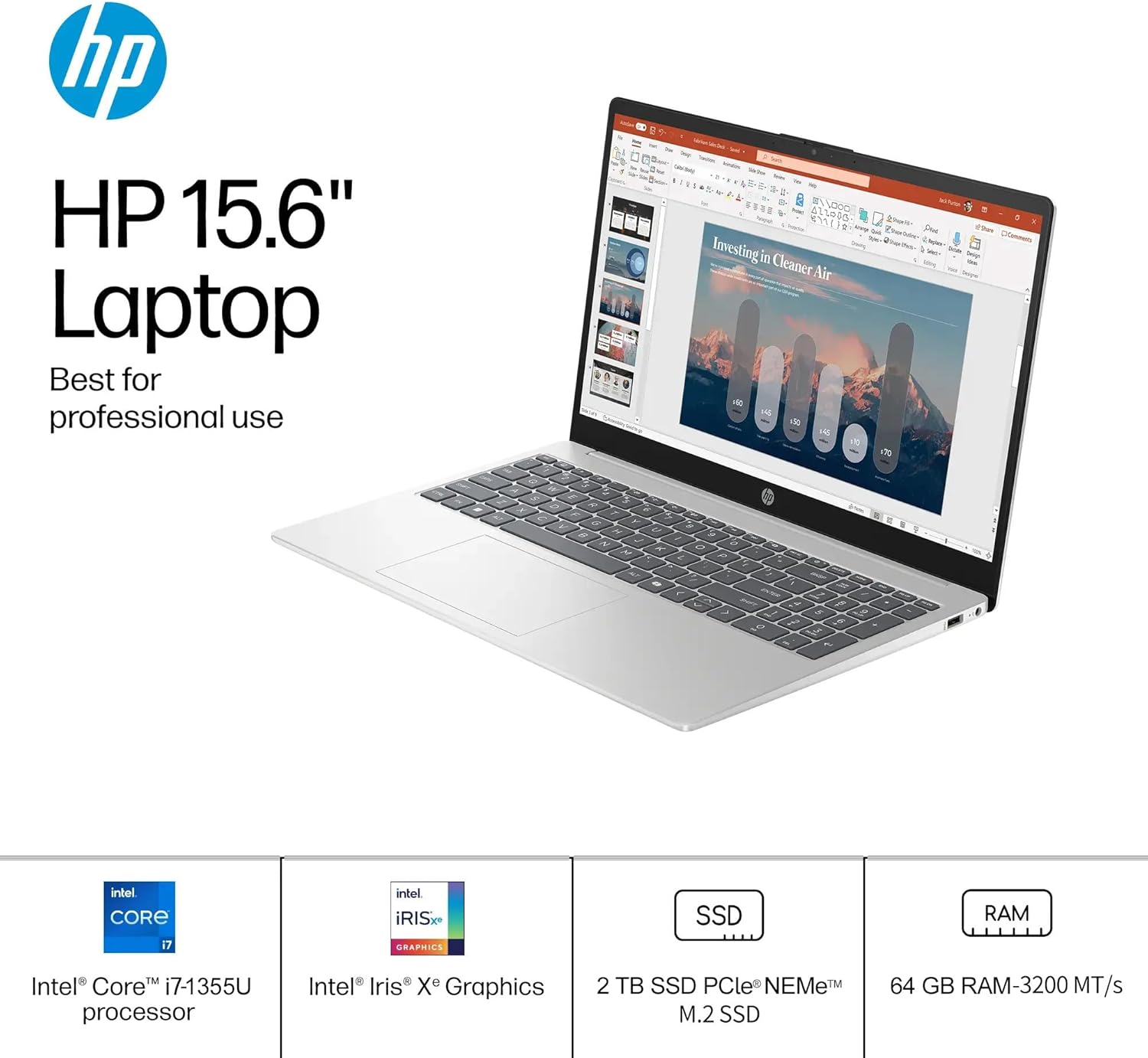 HP 15.6 Touchscreen Laptop Computer for Business, Intel 13th Gen i7-1355U(Up to 5.0 GHz), 15.6
