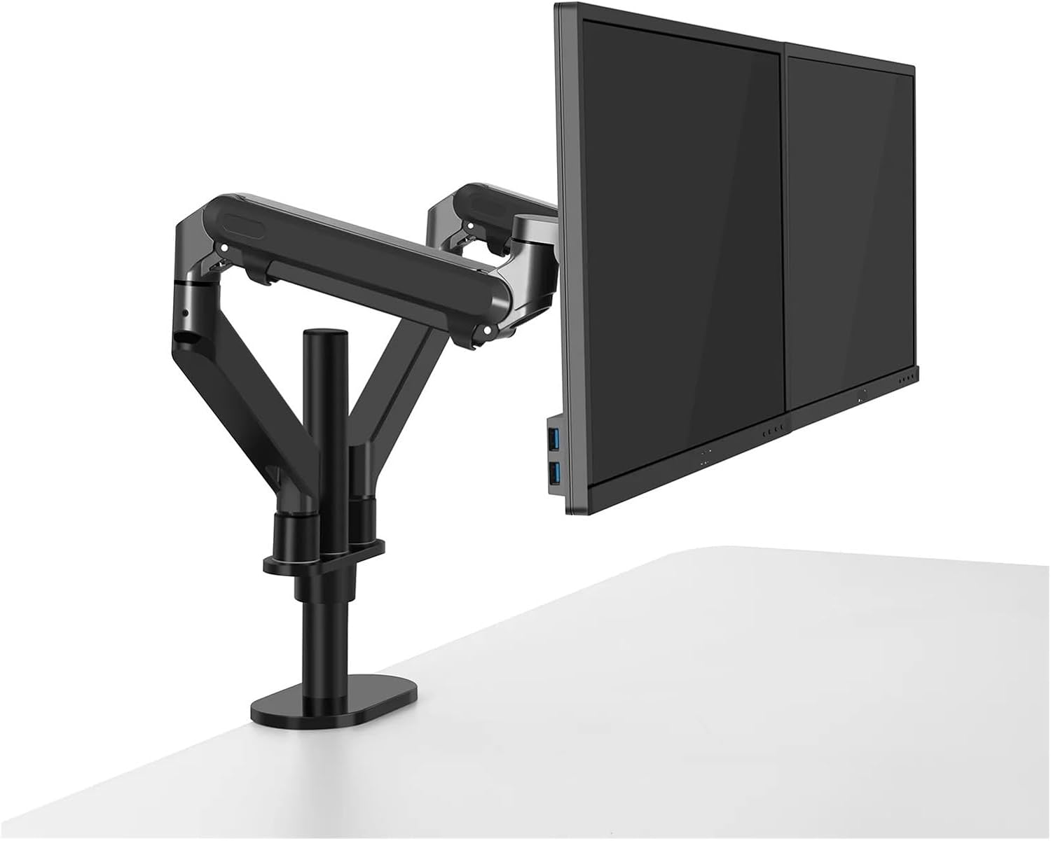 OL-2Z Desktop 17-32 inch Dual Monitor mounting arm Full Motion Aluminum Monitor Stand Gas Spring arm Load 2-8 kg Each(Color:Black)