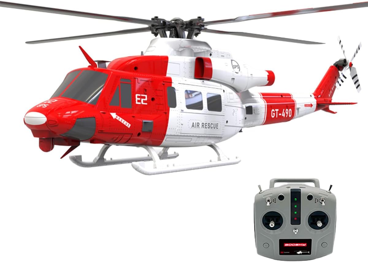 Goosky E2 UH-1Y RC Helicopter with GPS, 1/35 2.4G 6CH Dual Brushless Direct Drive RC Helicopter with Lidar Positioning, Auto-Stabilization, One-Key Return RTF Version