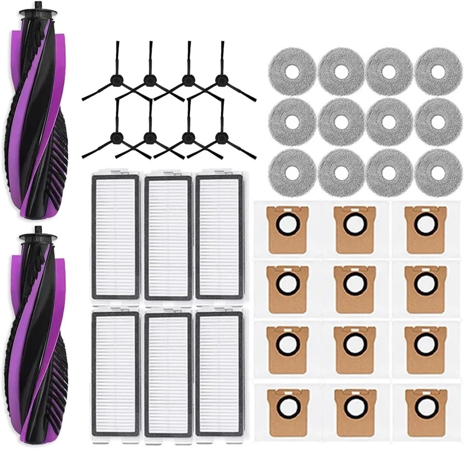 RYBVWNLB Accessory Kit Compatible for JONR P20 PRO Robot Vacuum - Main & Side Brush, HEPA Filter, Mop Cloth, Dust Bag Replacement Parts, Complete Cleaning Set​(40PCS Set F)