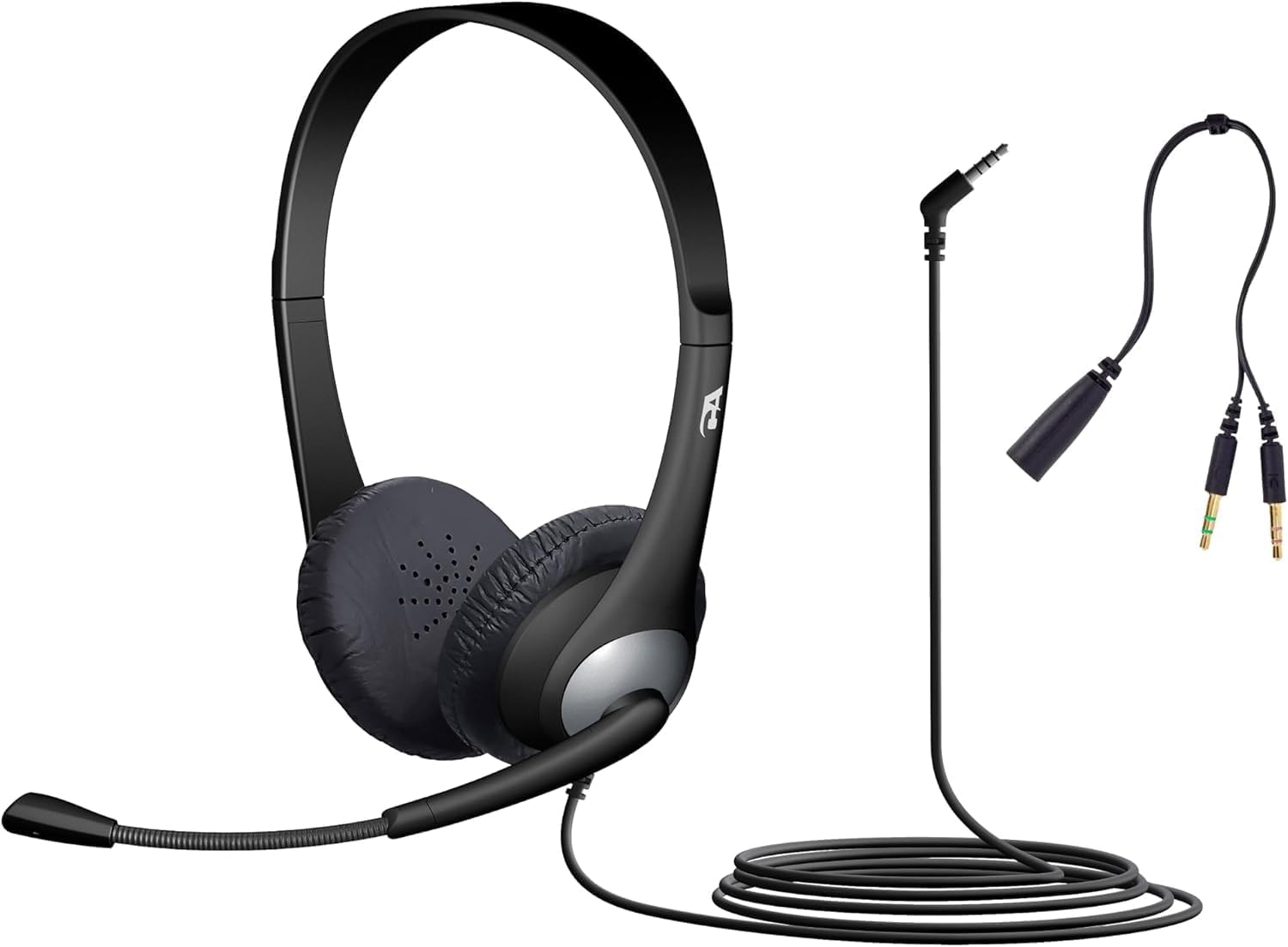 Cyber Acoustics AC-204 Carton of 24 Stereo Classroom Headsets w/Single Plug and Y-Adapter