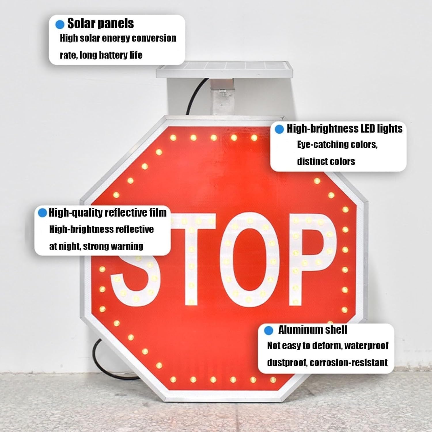 Pedestrian Walk Sign Solar Parking Flashing Traffic Sign - Rust-Proof Aluminum LED Lighting Traffic Road Sign
