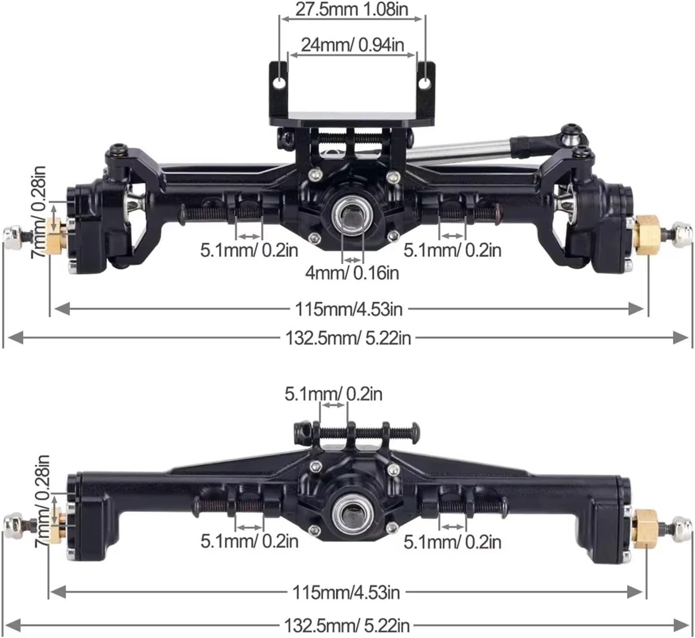 RC Repair Parts Compatible with TRX4-M 1/18 RC Crawler Car Upgrade Parts Portal Axle with Lay Down Servo Mount Accessories(Black)