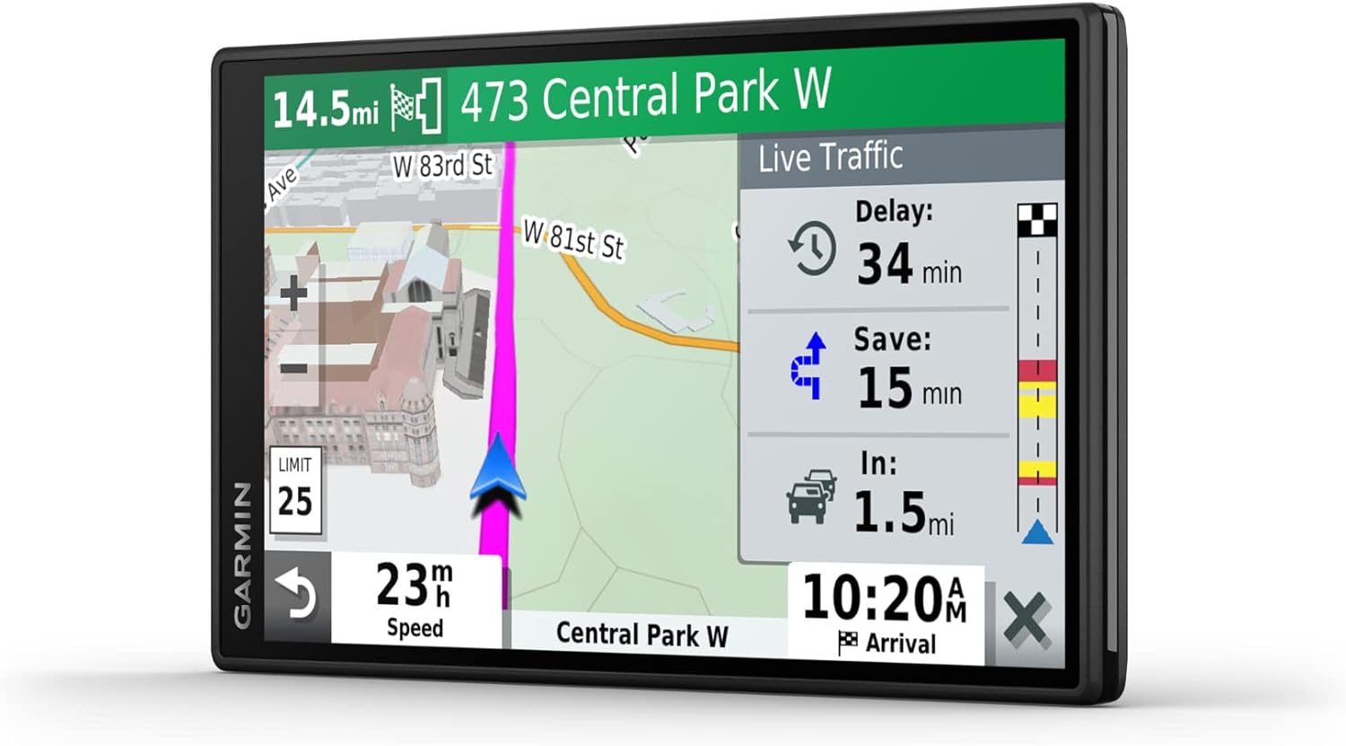 Garmin DriveSmart 55 and Traffic, GPS Navigator, 5.5” Display, Simple On-Screen Menus, Easy-to-See Maps