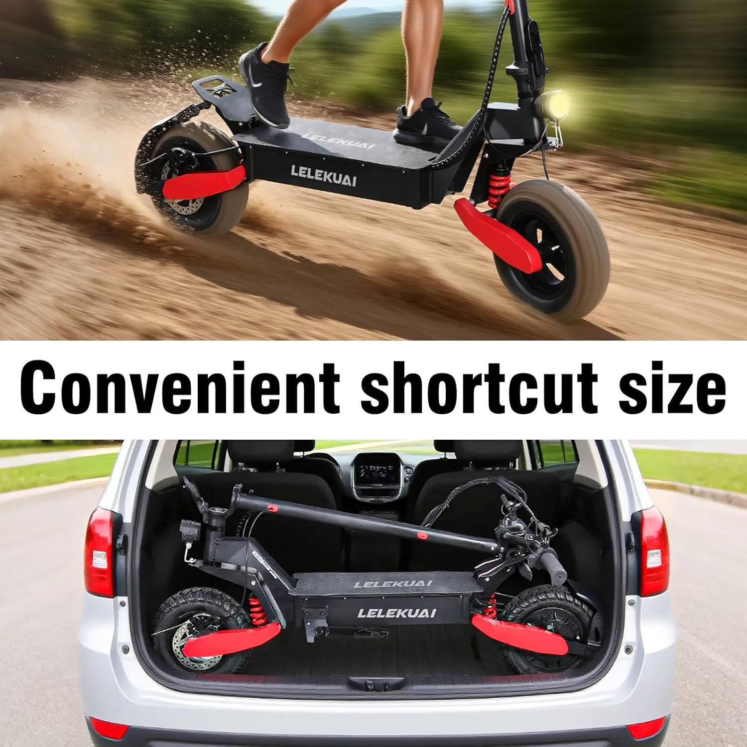 1200W Off-Road Folding Electric Scooter with 48V 13AH Lithium Battery, 30-38 MPH Max Speed, All-Terrain Tires for Adults, Portable Design for Commuting and Adventure