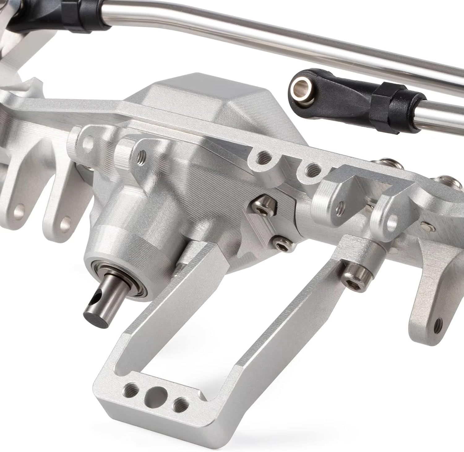 RC Car Front Rear Axle for Capra H10 Optic Rc Car for Rock Crawler for Lcg Cheater Rigs Machined 7075 Aluminum Offset Portal Front Rear Axle with Bta Servo Mount(Silver,Front Axle)