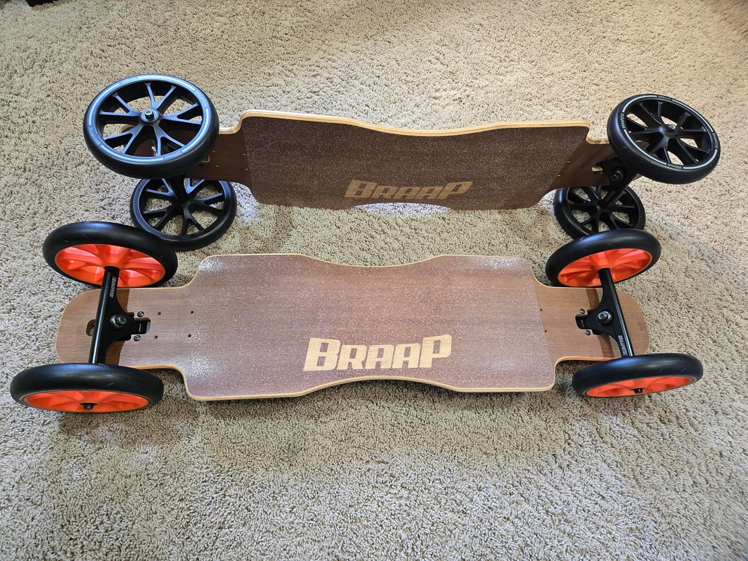 Large Wheel Longboard - Big Wheel Skateboard - Safer and More Comfortable to Ride - Great for Beginners and Intermediate Skateboarders - Orange Wheels Available Upon Request