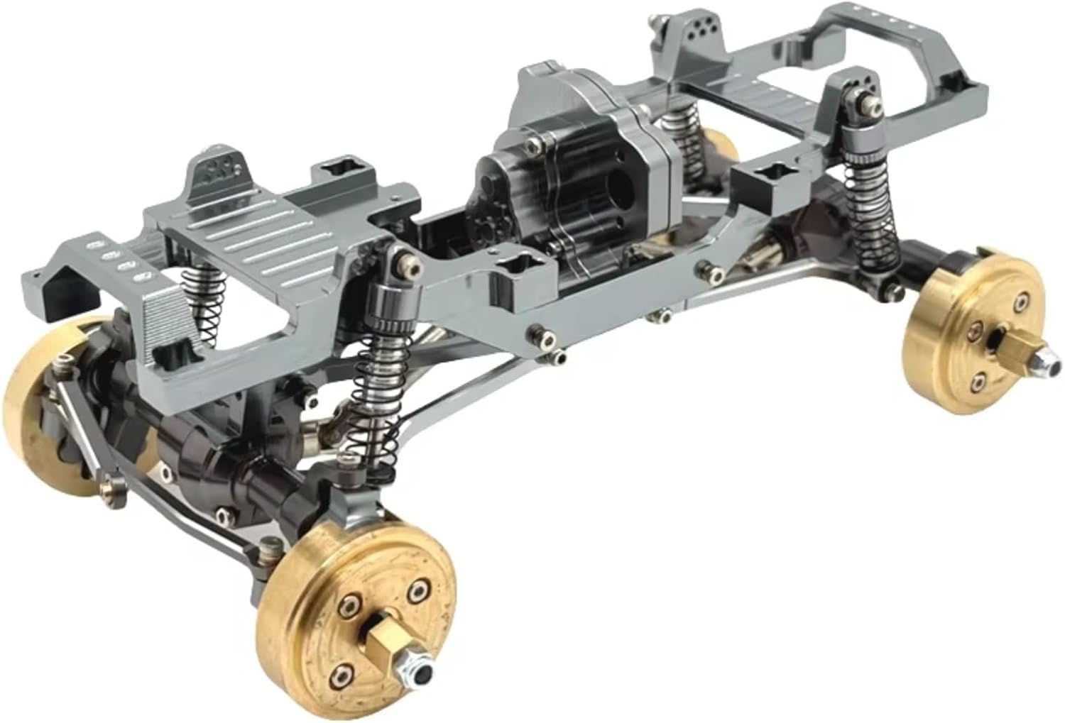 RC Models Parts For FMS XQ For FCX24 1/24 Remote Control Car Accessories RC Parts Metal Upgrade Dual Speed Gearbox Full Frame(Grey)