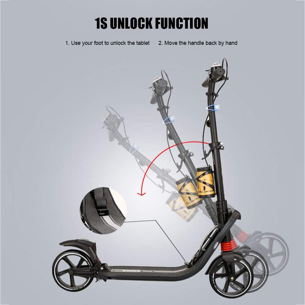 Street Scooter Kids Scooter Retro Kick Push Childs Stunt Scooter Handlebar Brake Tricks Kick Scooter Decent Entry Level Pro Scooter Aluminum Deck Stable for Adults, Kids