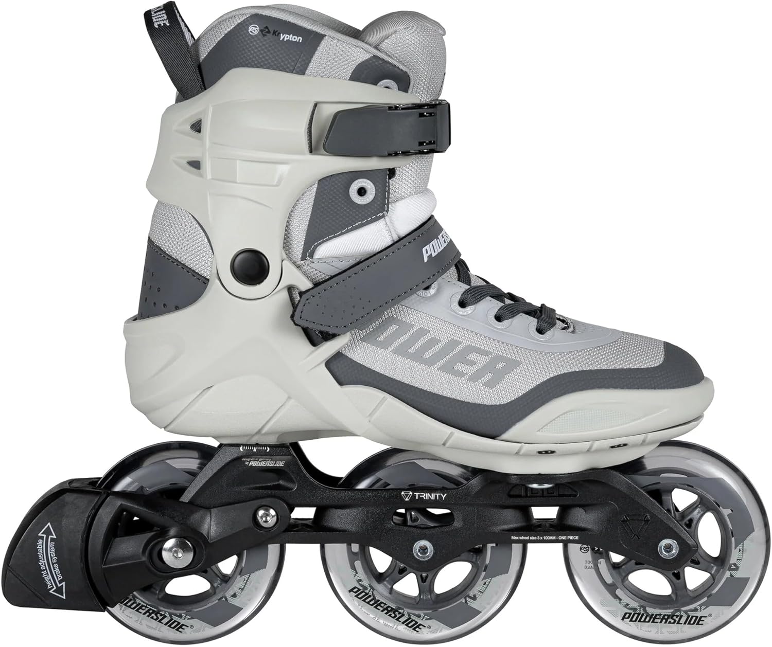 Powerslide Phuzion Krypton Grey 100 Inline Skates Unisex for Men and Women in Grey, 100 mm/83A Wheels, ABEC 7 Pro Bearings, Item No.: 901984 37