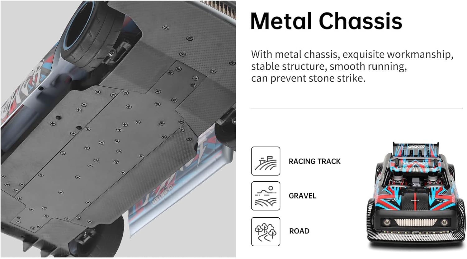 GoolRC WLtoys 104072 Brushless RC Drift Car, 1:10 Scale 2.4GHz Remote Control Car with LED Light & Gyro, 4WD 60KM/H High Speed RC Racing Vehicle for Adults