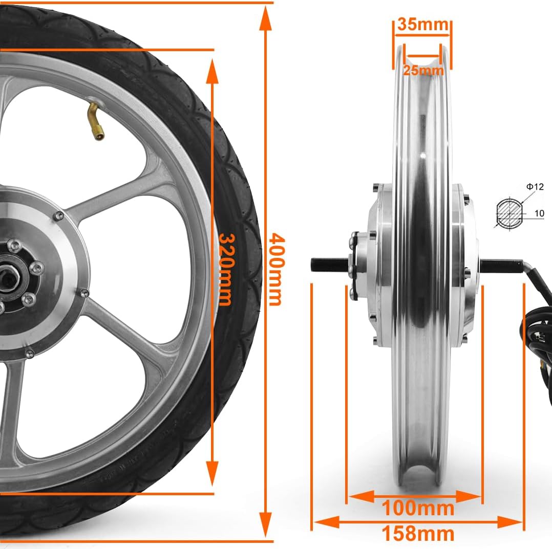 L-faster 16 Inch 350W Brushless Hub Motor Wheel with LCD Display Pedal Assist Sensor for Small Scooter Front Drive Bike Bicycle with tire(24V)