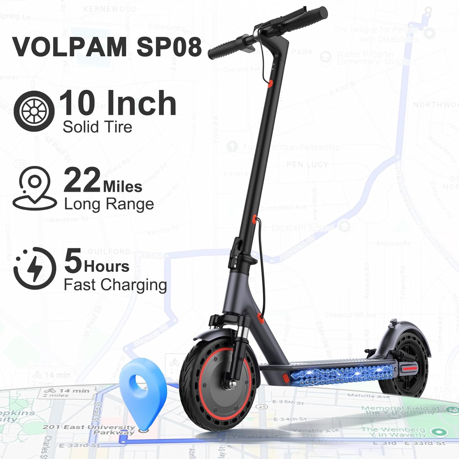VOLPAM Electric Scooter, 350W/500W Powerful Motor, 8.5