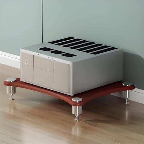 UYCVT Audio Video Media Stand Cabinet - Ample Storage for Entertainment Stereo Components Gaming & Recording Rooms - Stylish Av Storage Solution for Living Spaces-Brown-23.6x18.8x3.9in